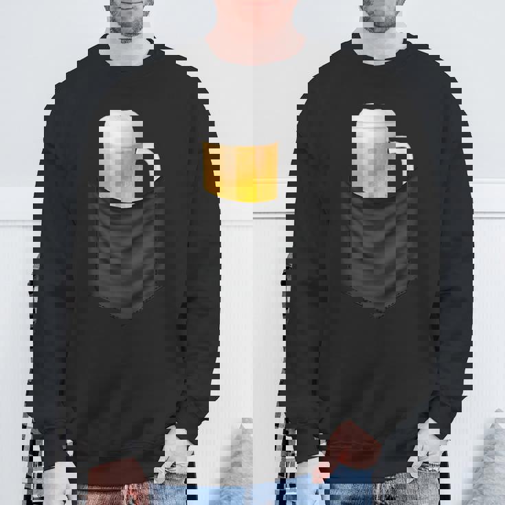 ビール 酒 面白いtシャツ 面白い ジョッキ ポケット 飲み おもしろ 飲み会 のんべえ メンズ ネタ 服 スウェットシャツ 高齢者への贈り物