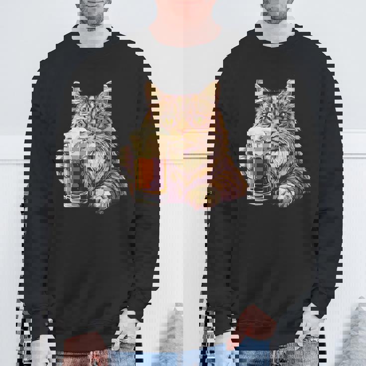 ビールジョッキ かわいい猫 スウェットシャツ 高齢者への贈り物