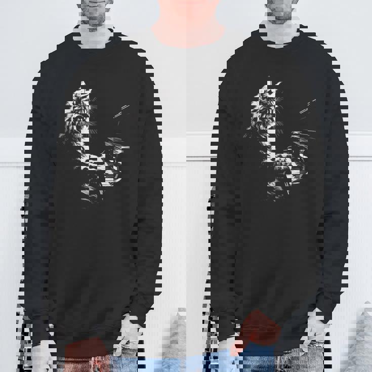 ピアノを弾く猫 ヴィンテージ ジャズ ミュージシャン ピアニスト スウェットシャツ 高齢者への贈り物