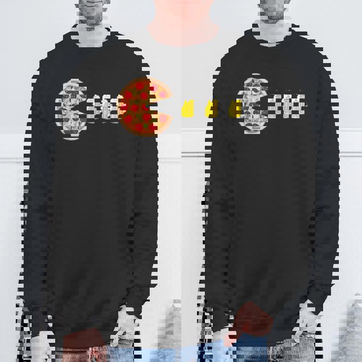 ピザとビール 楽しいピザ ナイトゲーマー ピザ スウェットシャツ 高齢者への贈り物