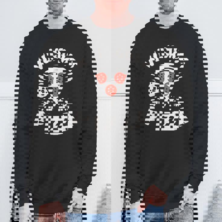 ピザのためにしゃがむ Willquat For Pizza スウェットシャツ 高齢者への贈り物