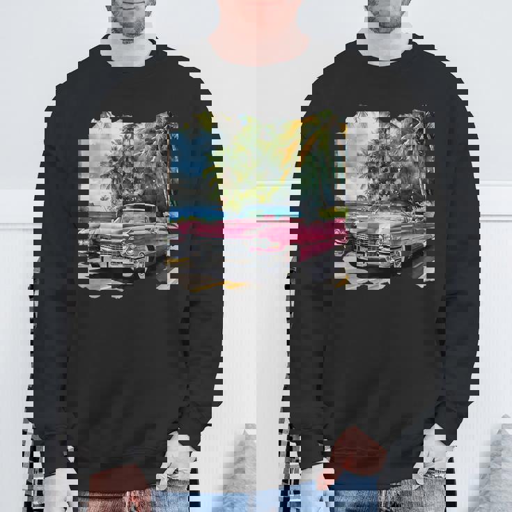 ピンク キャデラック ルックイン ビンテージビークル スウェットシャツ 高齢者への贈り物