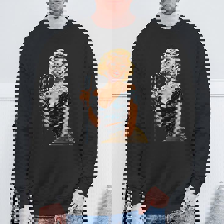 ピンナップガール ビンテージマイク 歌う オールドスクール スウェットシャツ 高齢者への贈り物