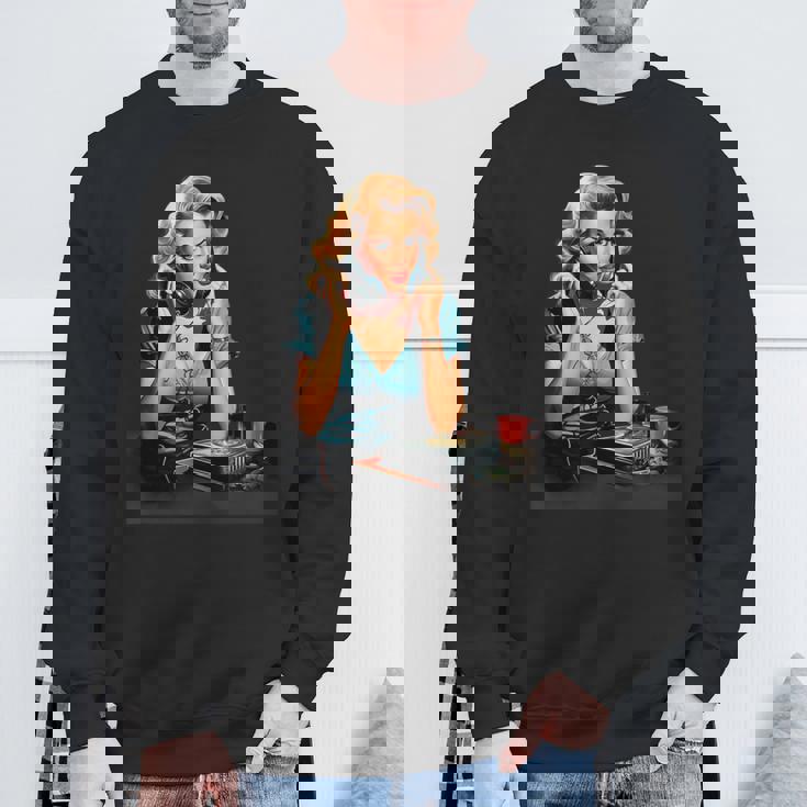 ピンナップガール ヴィンテージ電話 オールドスクール スウェットシャツ 高齢者への贈り物