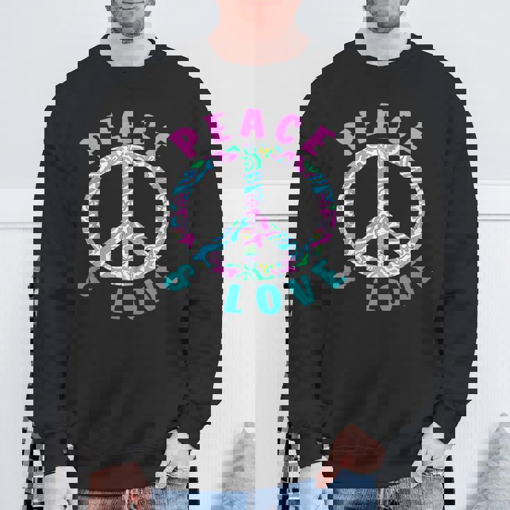 ピースアンドラブカラフルヒッピーシンボル スウェットシャツ 高齢者への贈り物