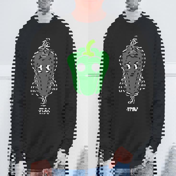 ピーマン 顔 イラスト かわいい おもしろ 面白い 簡単 シンプル ゆるい 野菜 スウェットシャツ 高齢者への贈り物