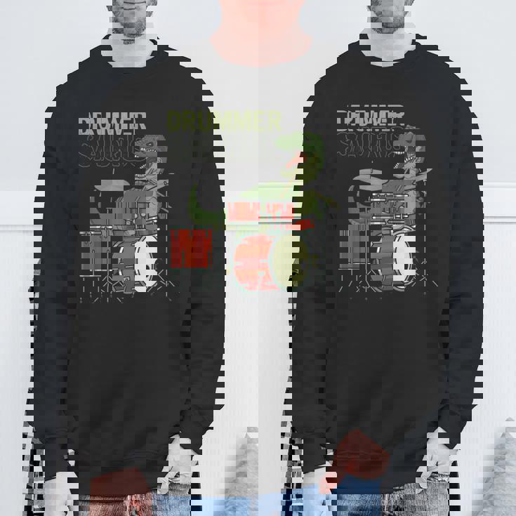 ファニー ドラマーサウルスレックス 恐竜ドラマー ギフト 恐竜ドラム スウェットシャツ 高齢者への贈り物