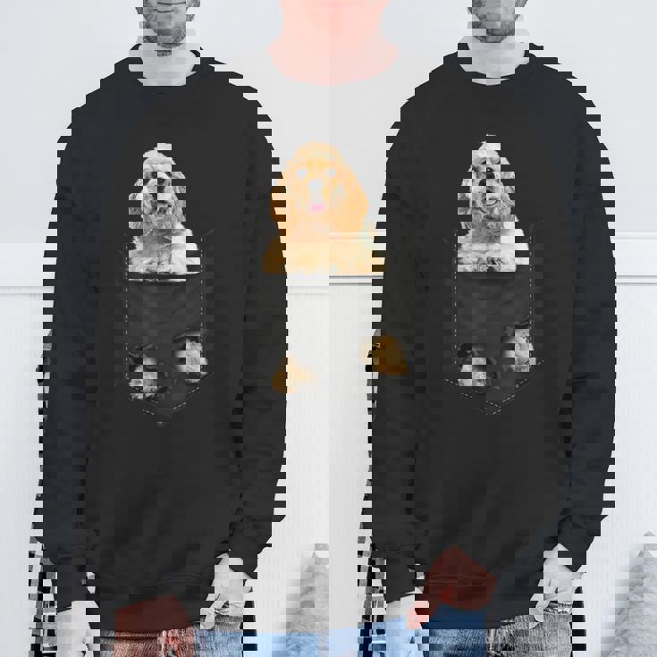 ファニーアメリカンコッカースパニエル ポケットに入った犬好き向け スウェットシャツ 高齢者への贈り物