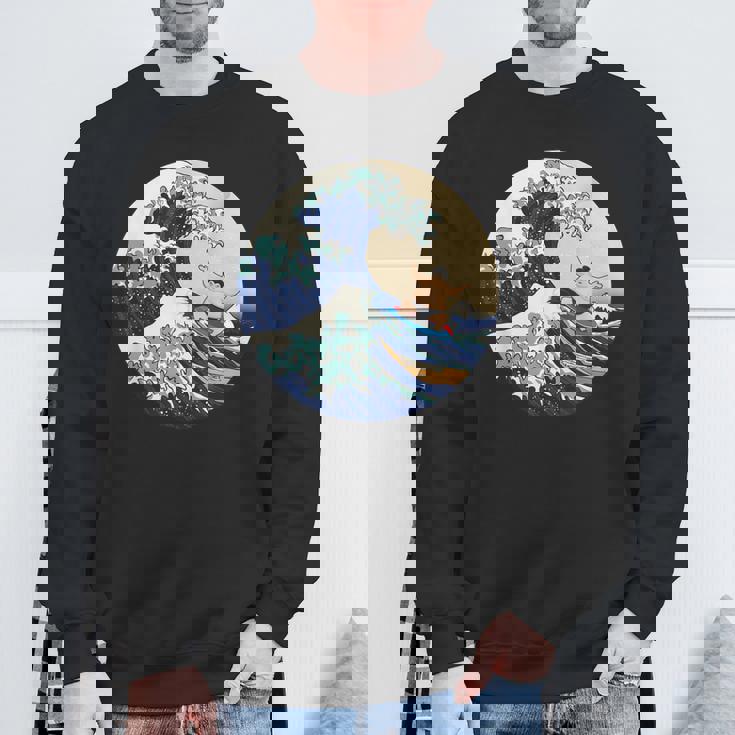 ファンシー 神奈川 大波 相撲 サーフィン パロディ スウェットシャツ 高齢者への贈り物