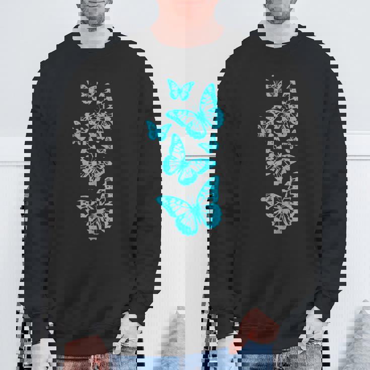 ファンタジー エレガント 蝶 ブルー ブラック シェイプ マニア スウェットシャツ 高齢者への贈り物