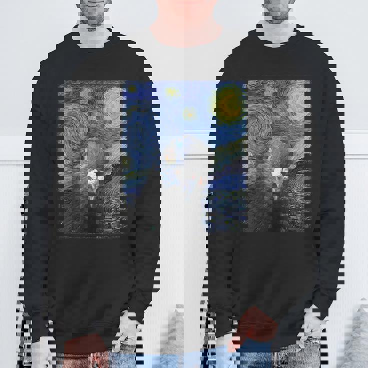 ファン・ゴッホの星月夜鳩のミームペインティング スウェットシャツ 高齢者への贈り物