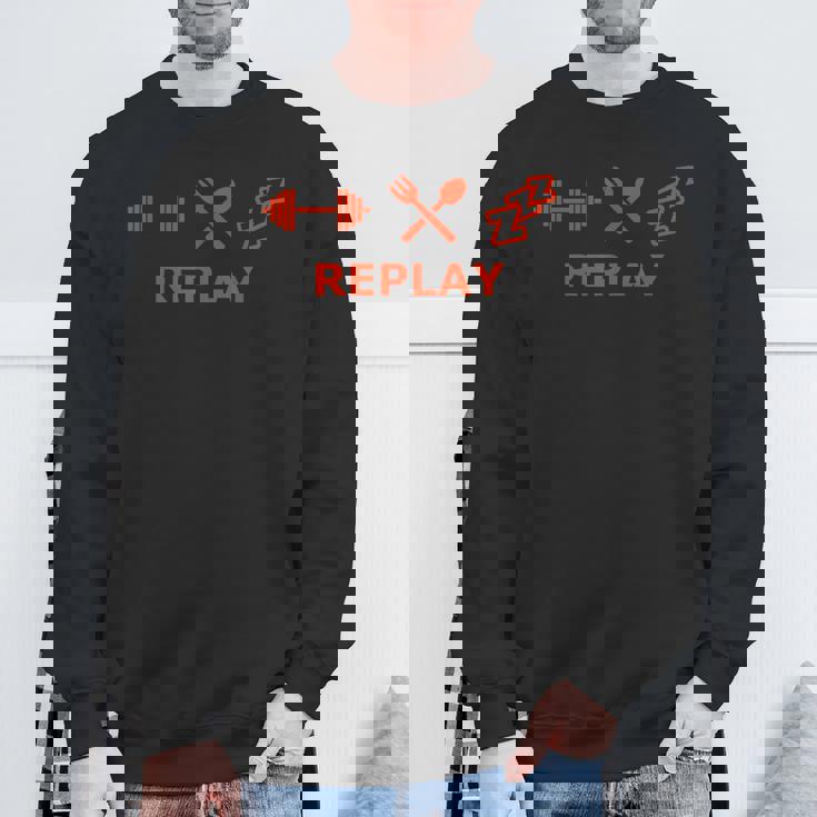 フィットネス、食事、睡眠 リプレイ スウェットシャツ 高齢者への贈り物