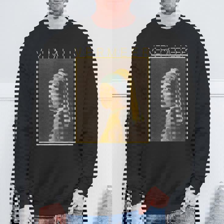 フェルメール 真珠の耳飾りの少女 面白いtシャツ 絵画 アート メンズ 面白い 服 美術 グッズ 油彩画 スウェットシャツ 高齢者への贈り物