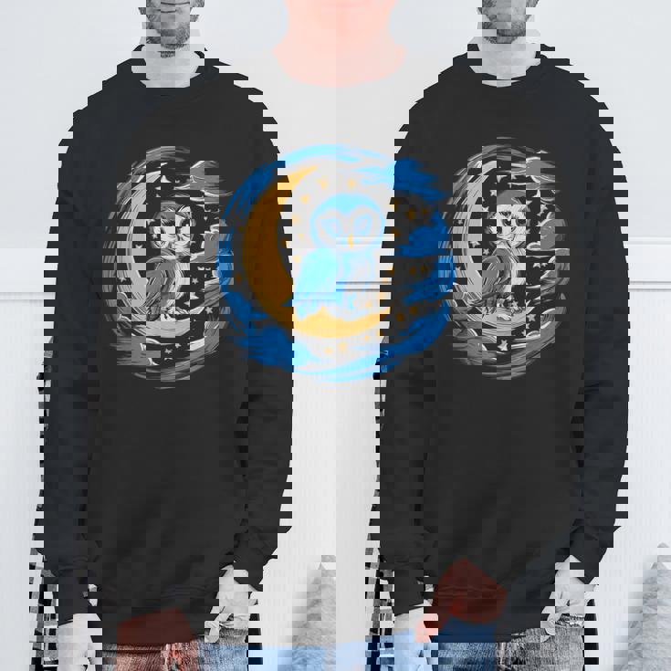 フクロウ 月 夜 星 スウェットシャツ 高齢者への贈り物