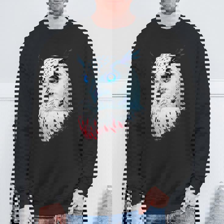 フクロウの傑作 雪フクロウ 鳥アート 動物 雪フクロウ スウェットシャツ 高齢者への贈り物