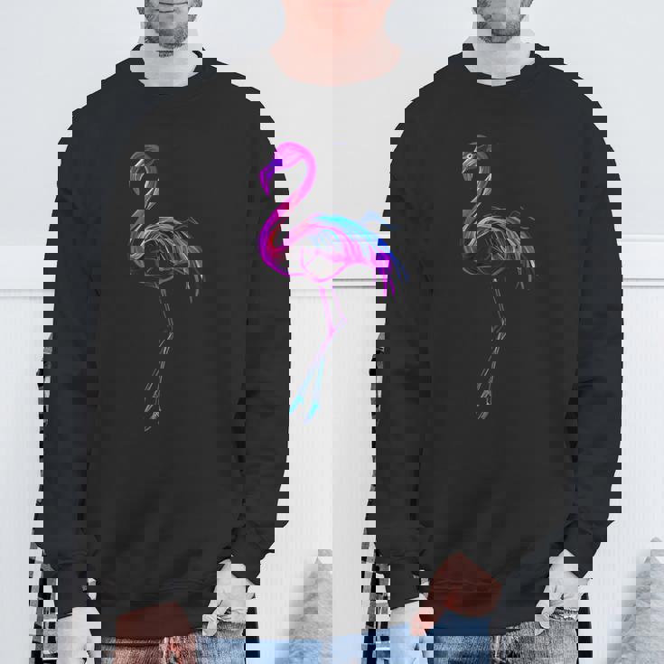 フラミンゴ好き カラフル クール スタイリッシュ スウェットシャツ 高齢者への贈り物