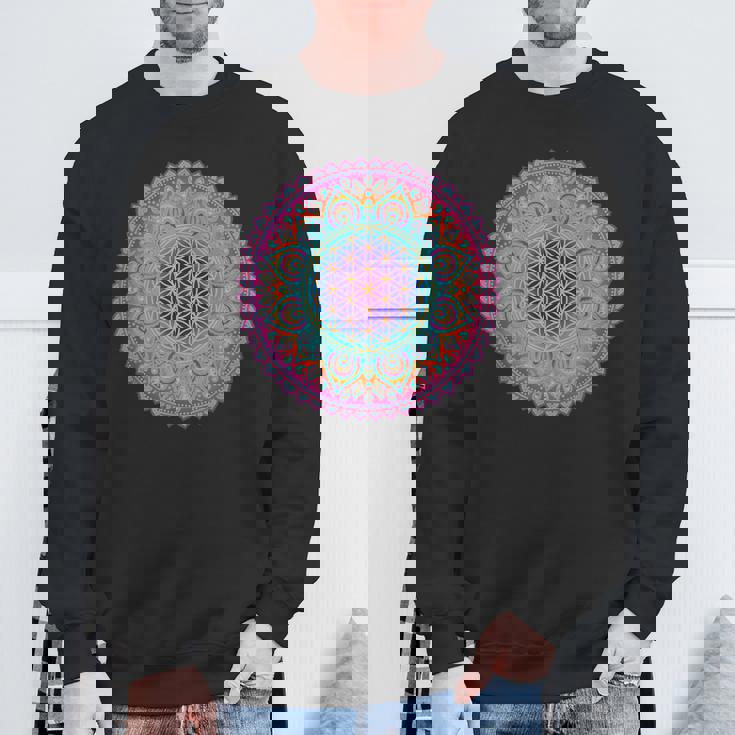 フラワー・オブ・ライフシンボル 民間伝承 マンダラ 5 ファン ファン ファン スウェットシャツ 高齢者への贈り物