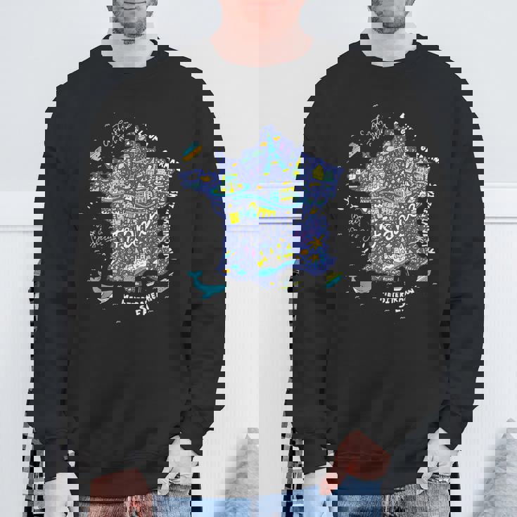 フランス 地図 ヨーロッパ パリ ツアー エッフェル フランス バケーション お土産 スウェットシャツ 高齢者への贈り物