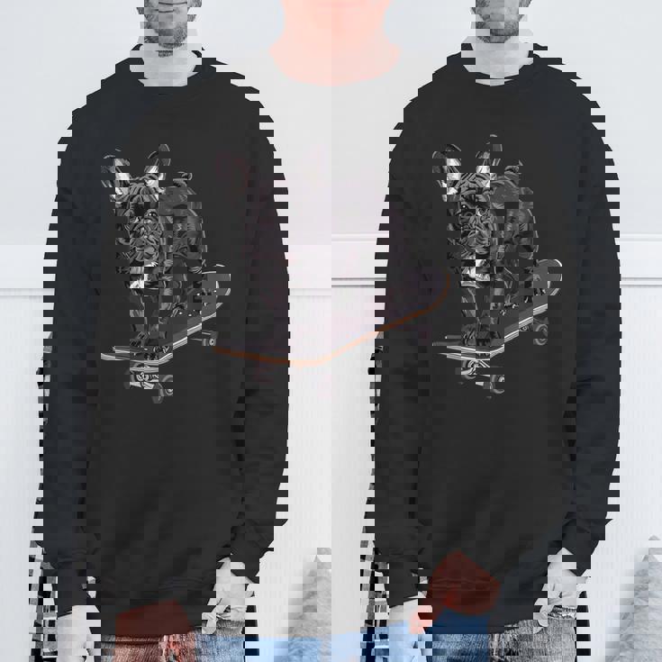 フレンチブルドッグ スケートボード スウェットシャツ 高齢者への贈り物