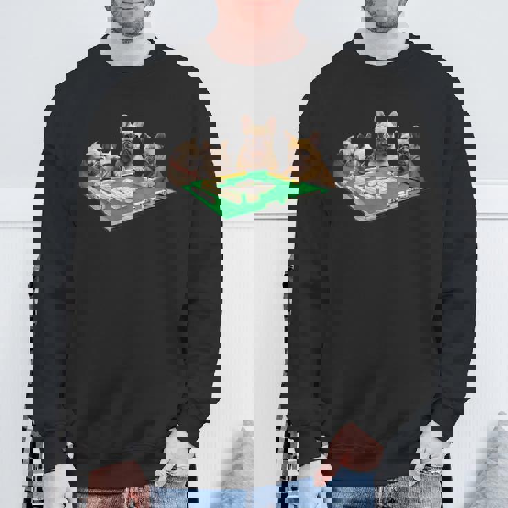 フレンチブルドッグ 犬 麻雀 面白いtシャツ メンズ おもしろ 面白い 服 おもしろグッズ ネタ 雀士 スウェットシャツ 高齢者への贈り物