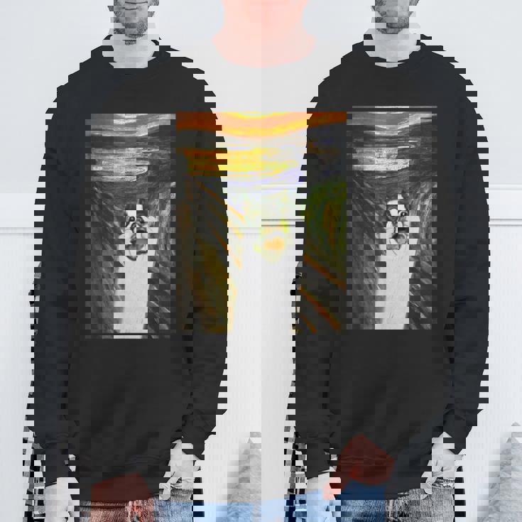 フレンチブルドッグ 面白いtシャツ 犬 ムンクの叫び かわいい メンズ 子供 おもしろ 服 ネタ わんこ スウェットシャツ 高齢者への贈り物