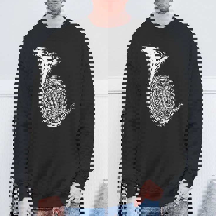 フレンチホルン製図コンサートバンドホルニスト スウェットシャツ 高齢者への贈り物