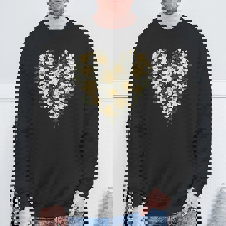 フローラル ジャスミン フラワーガール ハート バレンタインデー 植物 ママ スウェットシャツ 高齢者への贈り物