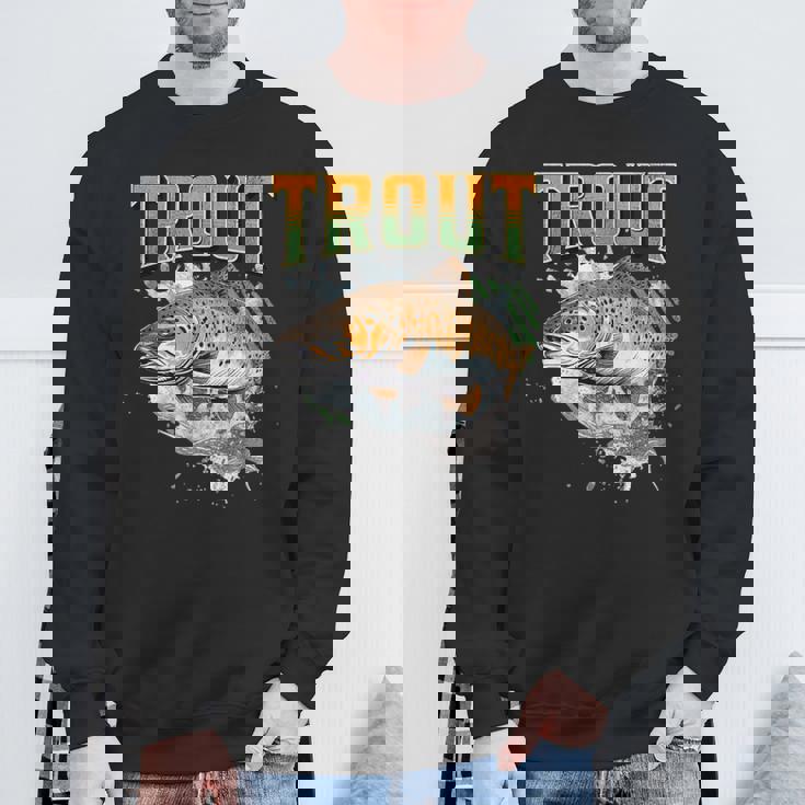ブラウントラウト 釣り アウトドア 自然愛好家 淡水魚 スウェットシャツ 高齢者への贈り物