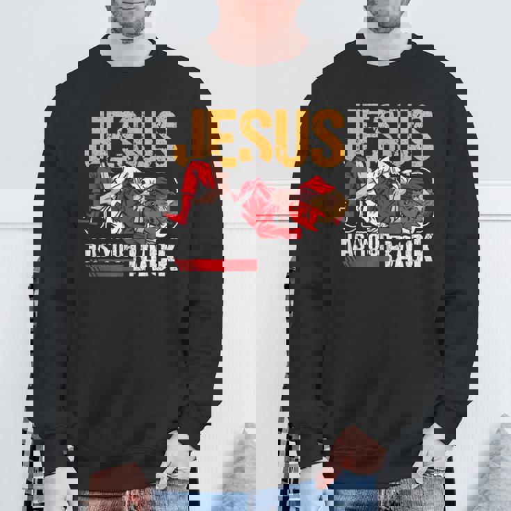 ブラジリアン柔術 ジーザス・ハズ・ユア・バック 面白いクリスチャンbjj スウェットシャツ 高齢者への贈り物