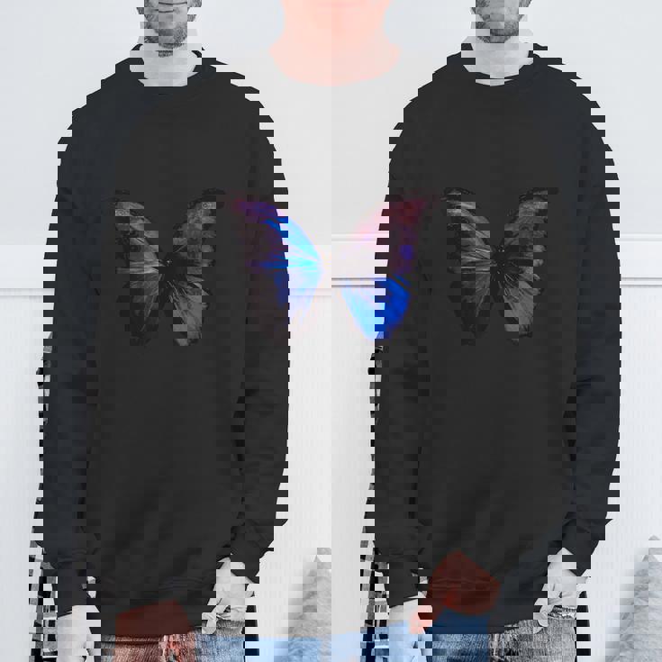 ブルー モルフォ バタフライ アートプリント スウェットシャツ 高齢者への贈り物