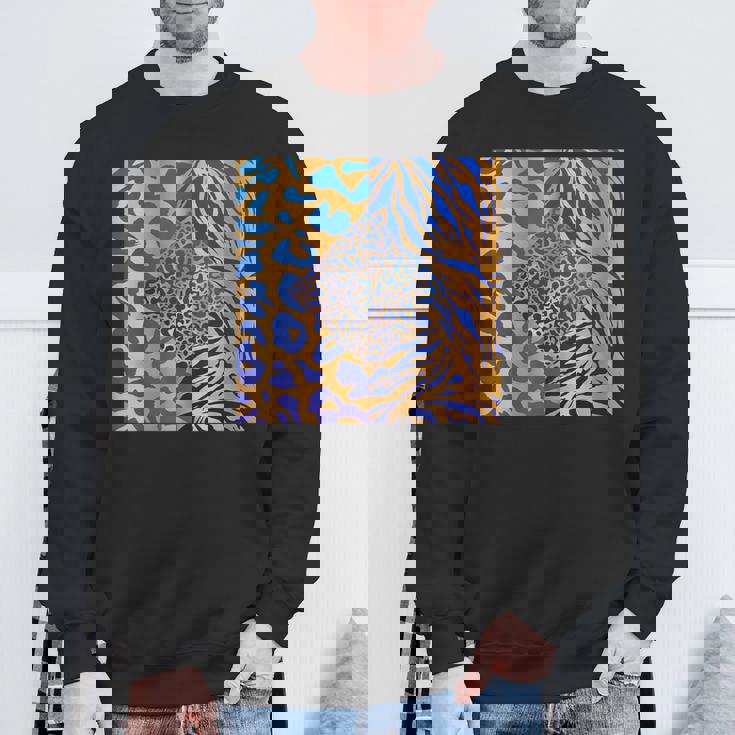 ブルースの直径のジャングルプリントゴールド。シマウマ、パンサー、チーター スウェットシャツ 高齢者への贈り物