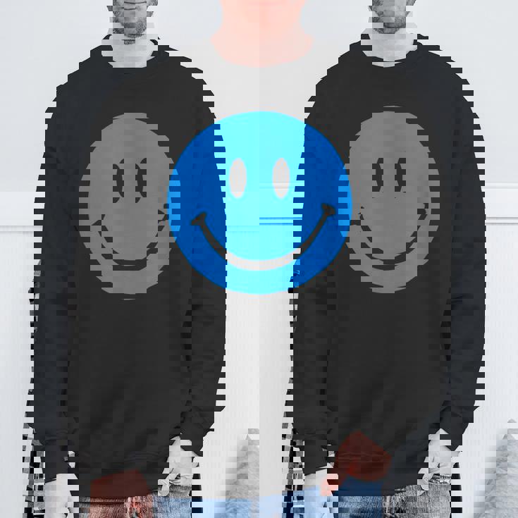 ブルースマイリーフェイス レトロブルーハッピーフェイス スウェットシャツ 高齢者への贈り物