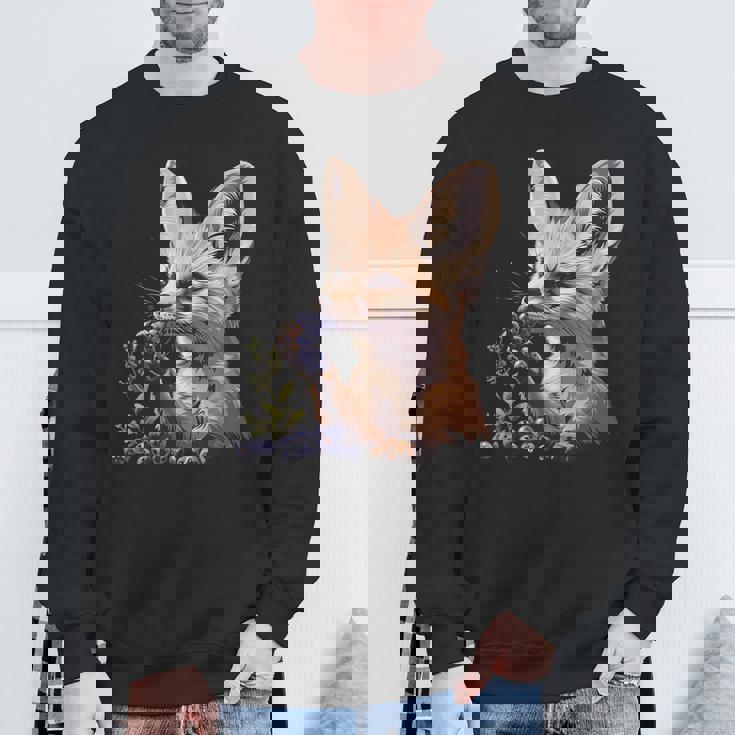 ブルーベリー フェネック キツネ ブルーベリー アニマルアート 野生動物 自然 スウェットシャツ 高齢者への贈り物