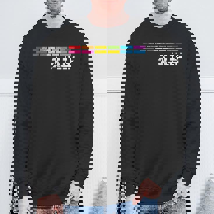 プラウドアライlgbtゲイ平等lgbtqプライドパンセクシャルパンフラッグ スウェットシャツ 高齢者への贈り物