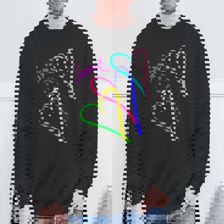 プレッピー パステル キドコア ハート レインボー ラブ バレンタイン スウェットシャツ 高齢者への贈り物