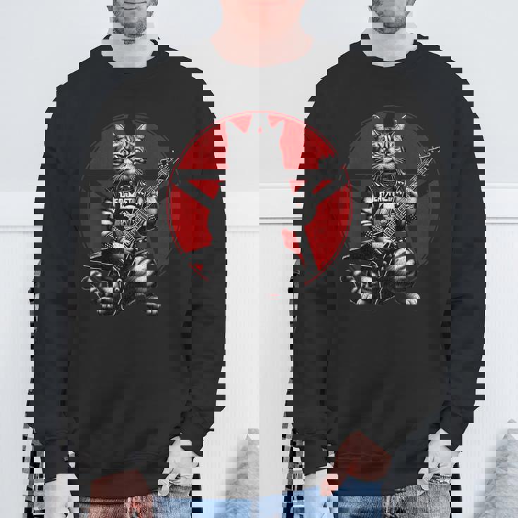 ヘヴィメタル猫とデスメタルミュージック メタルヘッド ロックギター スウェットシャツ 高齢者への贈り物