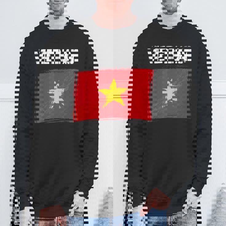 ベトナム国旗 ホリデー ビンテージ グランジ ベトナム国旗 スウェットシャツ 高齢者への贈り物