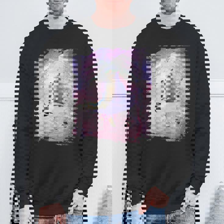 ペンギンに乗る宇宙猫 スウェットシャツ 高齢者への贈り物