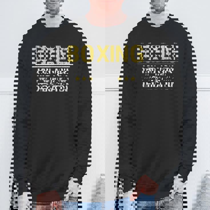 ボクシングハードワークと献身 キックボクシングジムボクサー スウェットシャツ 高齢者への贈り物