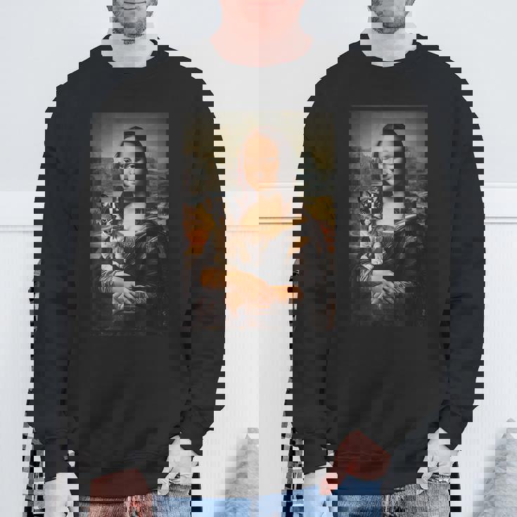 ボストンテリア モナリザ 絵画 アート 犬 ママ お父さん スウェットシャツ 高齢者への贈り物