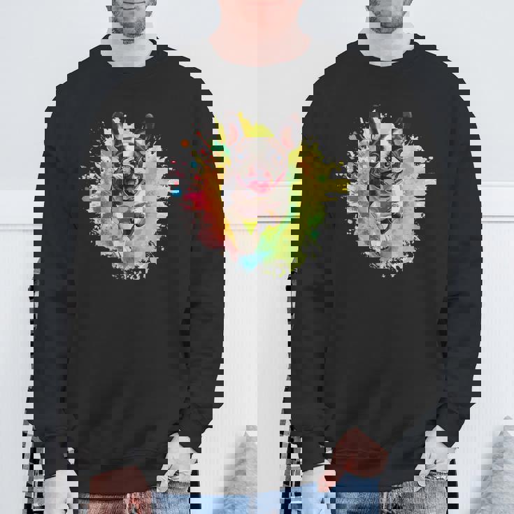 ボストンテリア 恋人 カラフル スプラッシュアート ボストンテリア スウェットシャツ 高齢者への贈り物