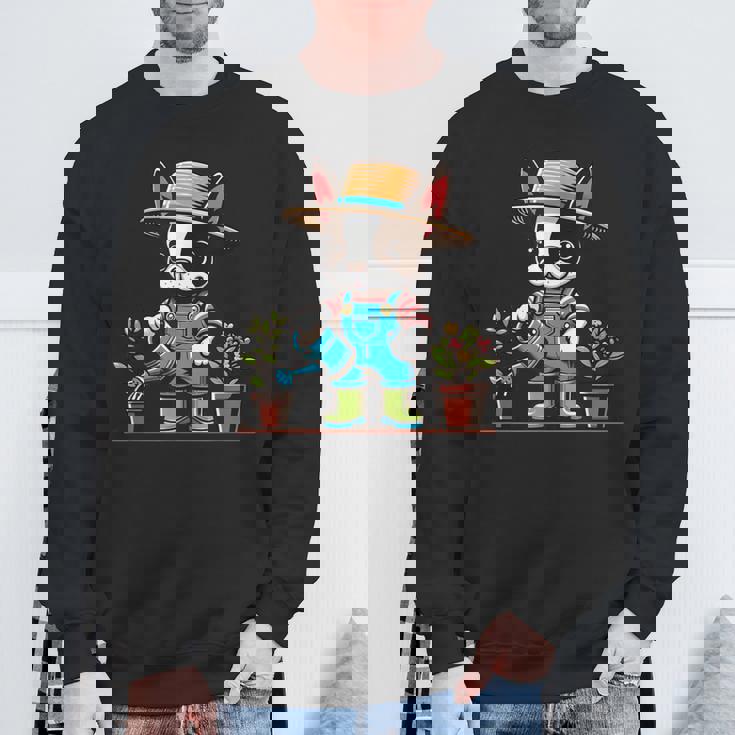 ボストンテリア 水やり 植物 ガーデニング 犬好き スウェットシャツ 高齢者への贈り物