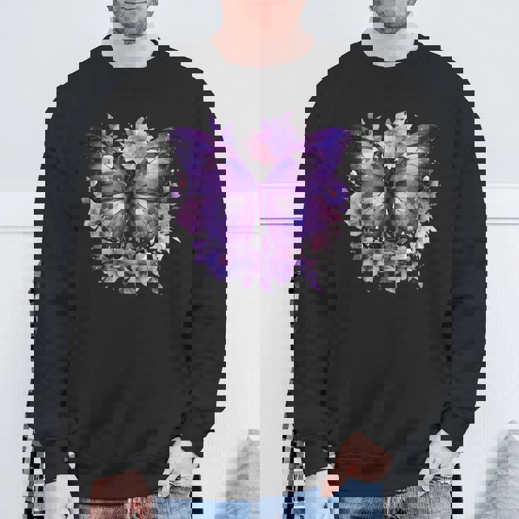 ボヘミアン パープルバタフライ レトロ 魔女の蛾 ヴィンテージ ラベンダー スウェットシャツ 高齢者への贈り物