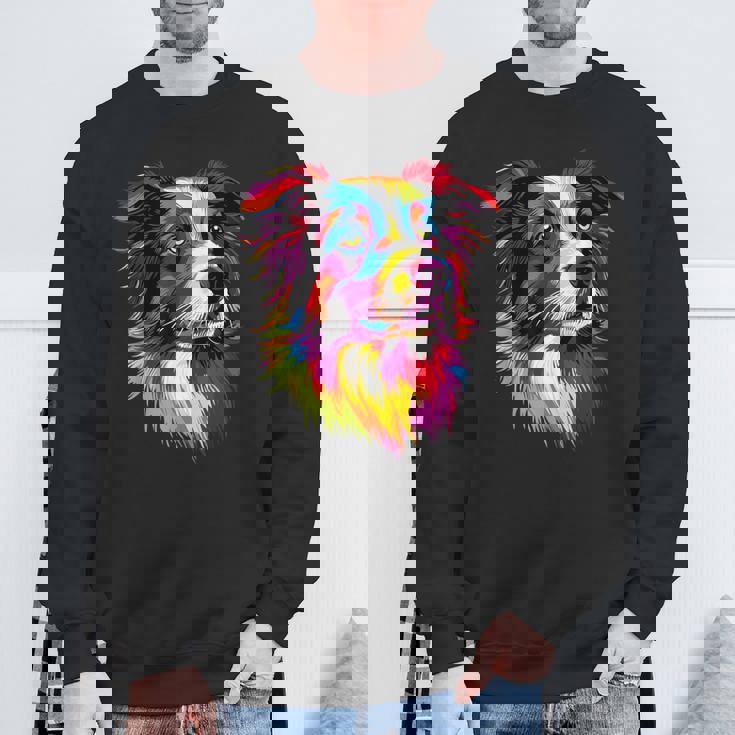 ボーダーコリー ポップアート レインボーカラー カラフル ボーダーコリー スウェットシャツ 高齢者への贈り物