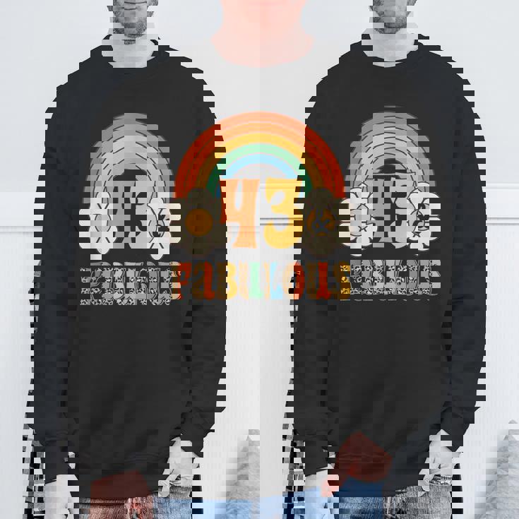 ボーホー レオパード レインボー 43 & ファビュラス ヴィンテージ 43歳の誕生日 スウェットシャツ 高齢者への贈り物