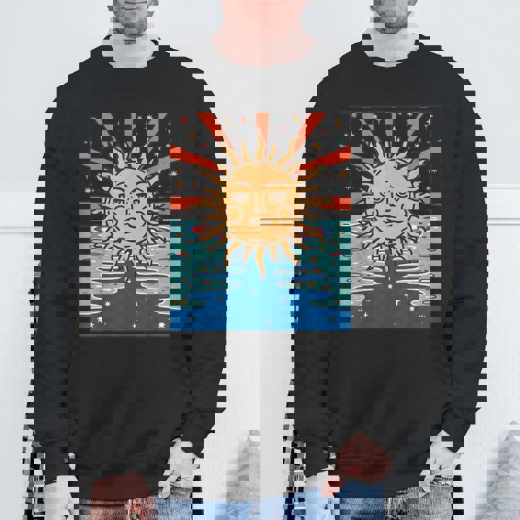 ボーホー 太陽と月 天体 三日月 フェイズ スウェットシャツ 高齢者への贈り物