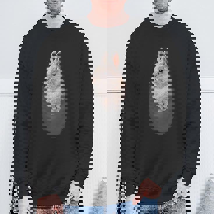 ポケット ホワイト 子ウサギ スウェットシャツ 高齢者への贈り物