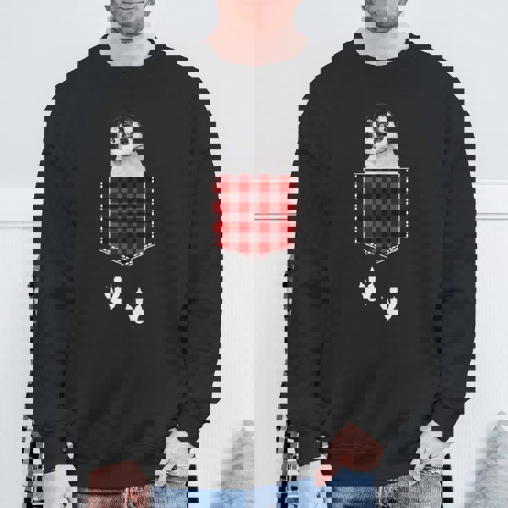 ポケットから覗き出るかわいいペンギン スウェットシャツ 高齢者への贈り物