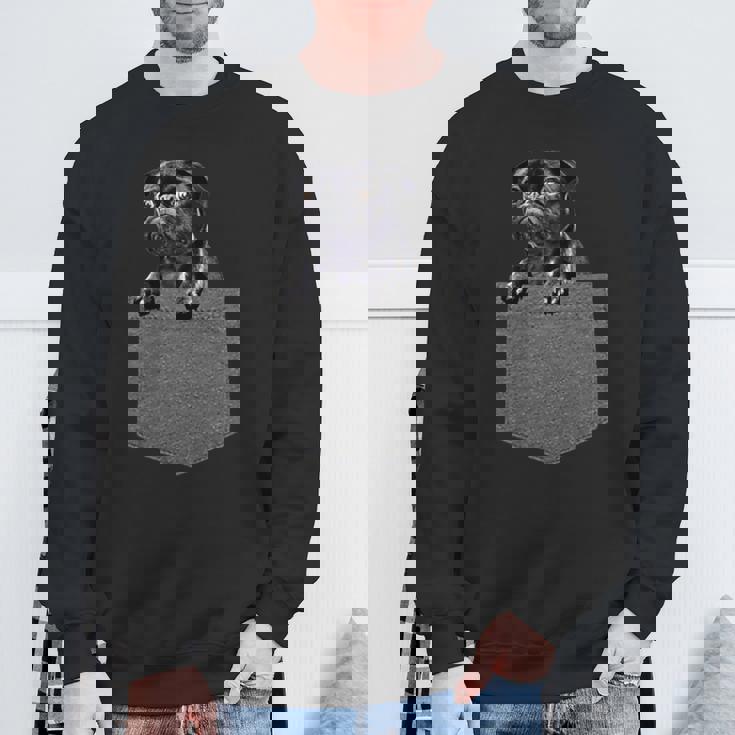 ポケットにいるパグ かわいい愛犬デザイン 犬愛好家、ペットオーナー向け スウェットシャツ 高齢者への贈り物