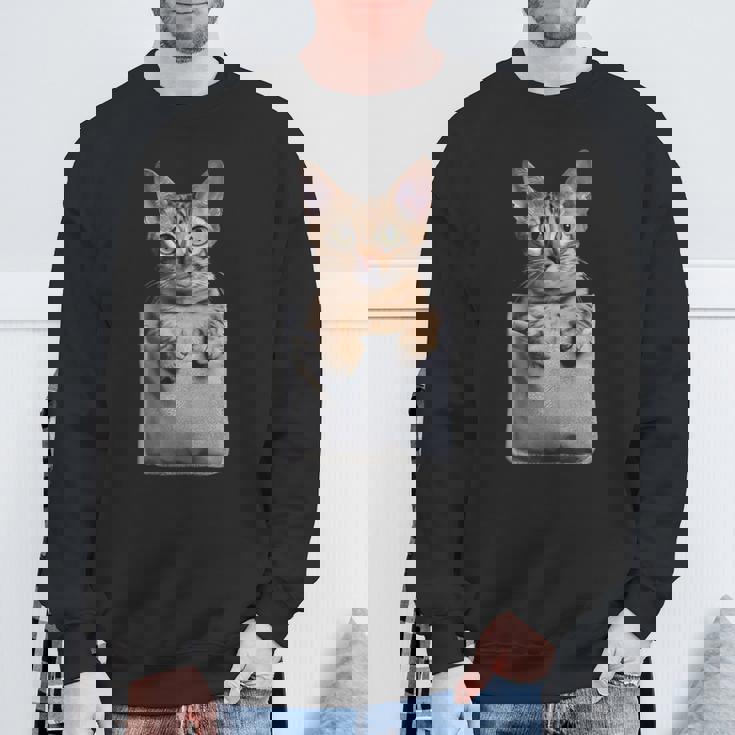 ポケットに入ったアビシニアン猫 スウェットシャツ 高齢者への贈り物